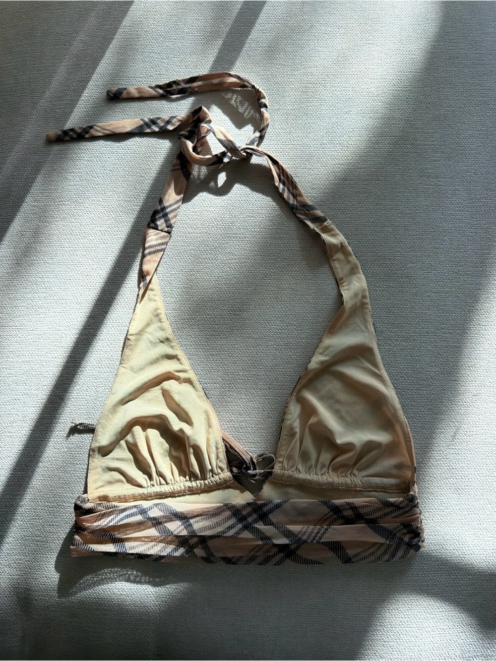 I.AM.GIA Plaid Halter Top in Caramel Beige & Black - Picture 3 of 4